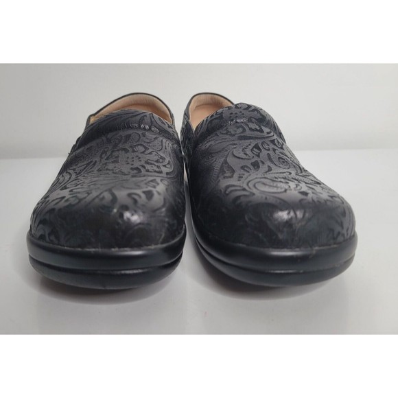 Alegria Womens Leather Clogs Shoes Black Embossed Slip On Casual EU 36 US 6.5 - Picture 4 of 9